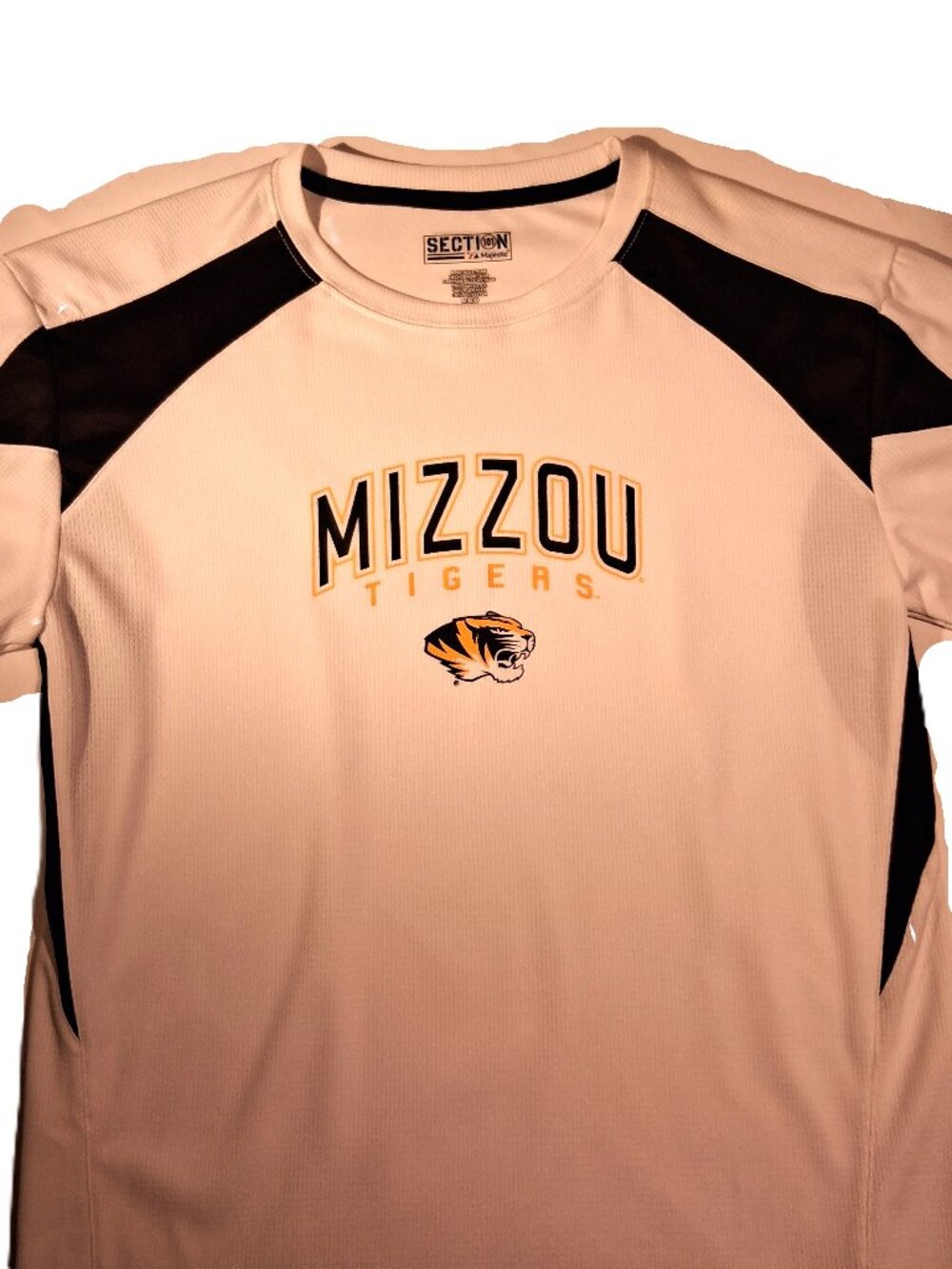 MIZZOU Athletic Shirt sz Medium Section 101 Majestic White Poly NCAA NWT